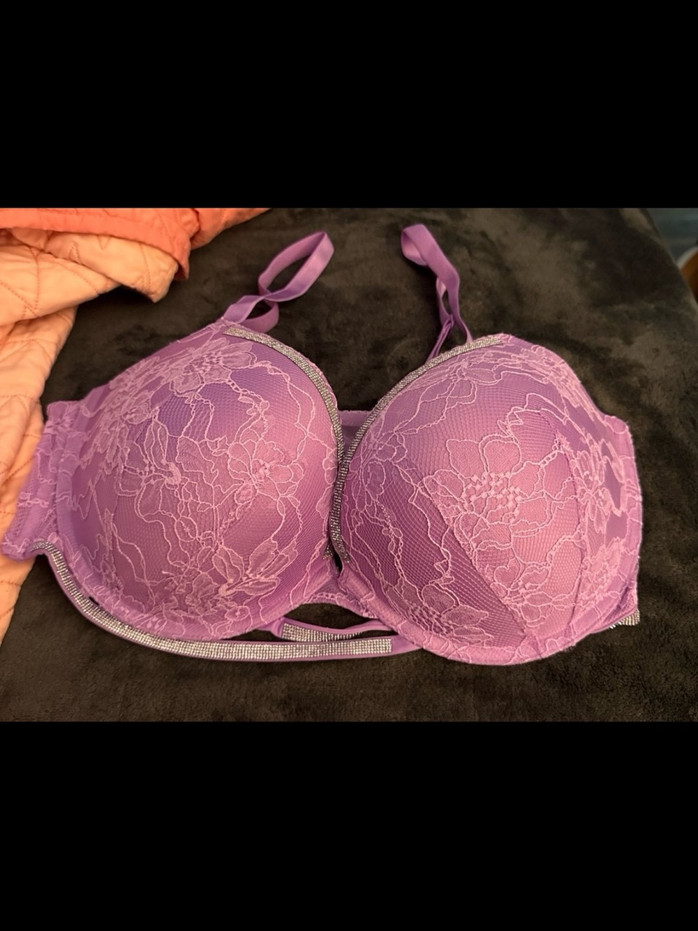 Women's Purple Lace Push-Up Bra Sz: 38D